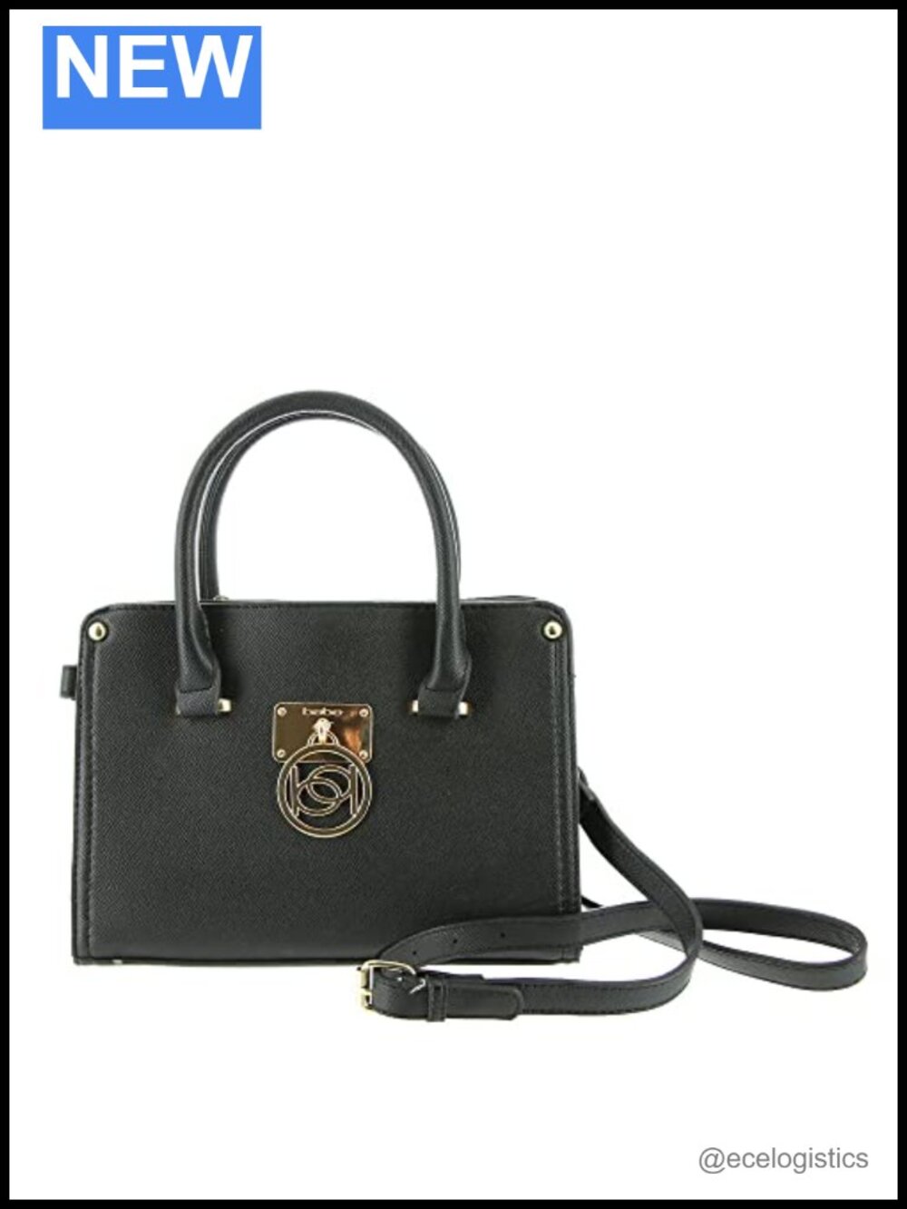 Faux Leather Small Satchel Purse with Top Handles & Shoulder Strap